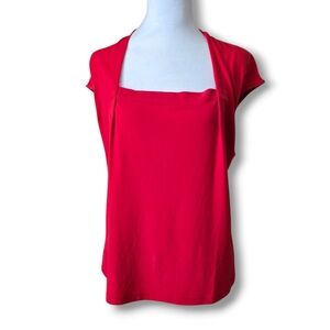 Cato Red Blouse with Square Neck and Cap Sleeves - Size Large